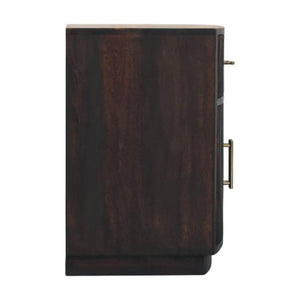 Milan Bedside Table | Solid Mango Wood | Velvet Mocha Finish | 1 Drawer Nightstand with Cabinet Storage
