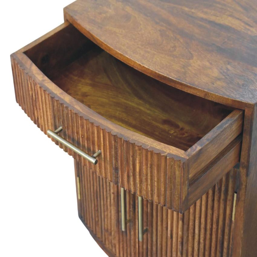 Milan Fluted Bedside Cabinet | Ribbed Timber Nightstand with Storage