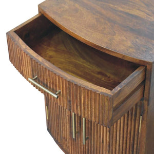 Milan Fluted Bedside Cabinet | Ribbed Timber Nightstand with Storage