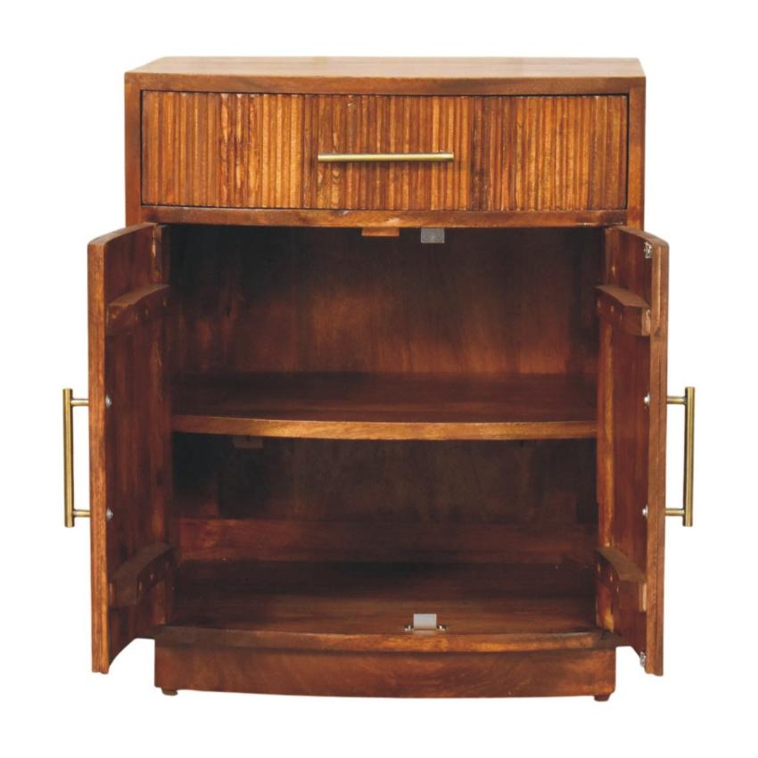 Milan Fluted Bedside Cabinet | Ribbed Timber Nightstand with Storage