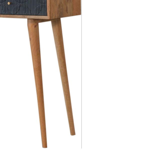 Milan Navy Console Table | Solid Mango Wood | Oak Finish | 2 Carved Drawers
