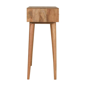 Milan Navy Console Table | Solid Mango Wood | Oak Finish | 2 Carved Drawers