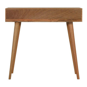 Milan Navy Console Table | Solid Mango Wood | Oak Finish | 2 Carved Drawers
