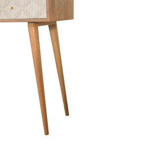 Milan White Console Table | Solid Mango Wood | Oak Finish | 2 Carved Drawers