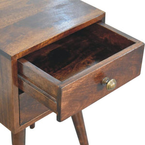 Mini 2 Drawer Bedside Table | Solid Mango Wood | California Walnut Finish | Compact Nightstand