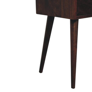 Mini 2 Drawer Bedside Table | Solid Mango Wood | California Walnut Finish | Compact Nightstand
