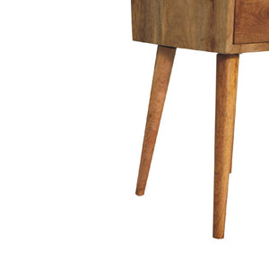 Mini 2 Drawer Bedside Table | Solid Mango Wood | Oak-Inspired Finish | Compact Nightstand