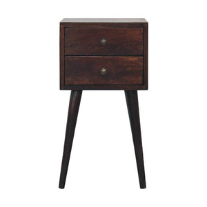 Mini 2-Drawer Bedside Table | Walnut Finish | Compact Storage