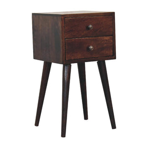 Mini 2-Drawer Bedside Table | Walnut Finish | Compact Storage