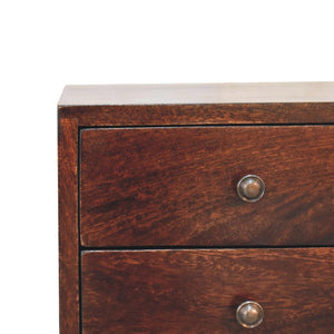 Mini 2-Drawer Bedside Table | Walnut Finish | Compact Storage