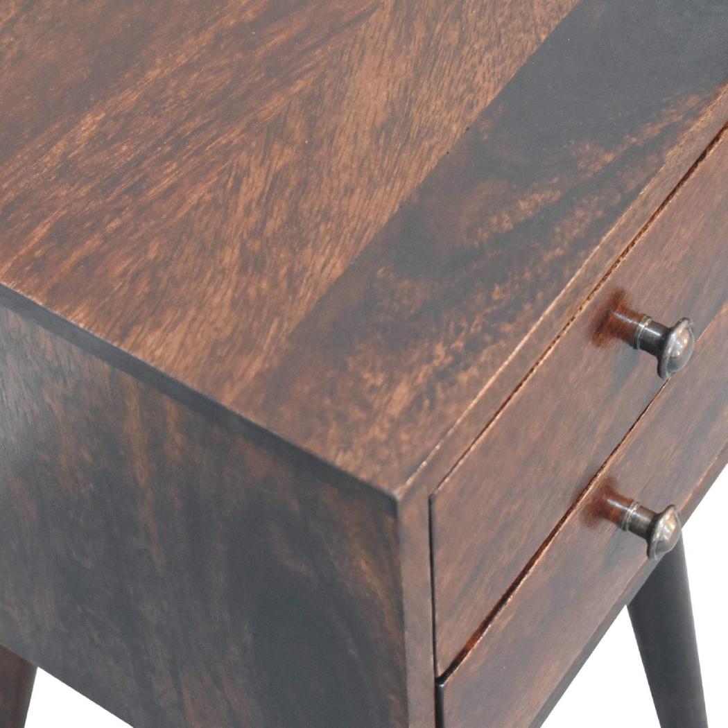 Mini 2-Drawer Bedside Table | Walnut Finish | Compact Storage