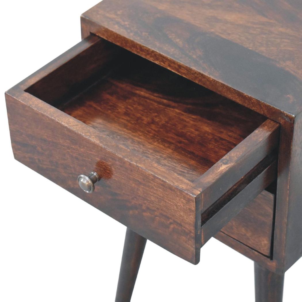 Mini 2-Drawer Bedside Table | Walnut Finish | Compact Storage