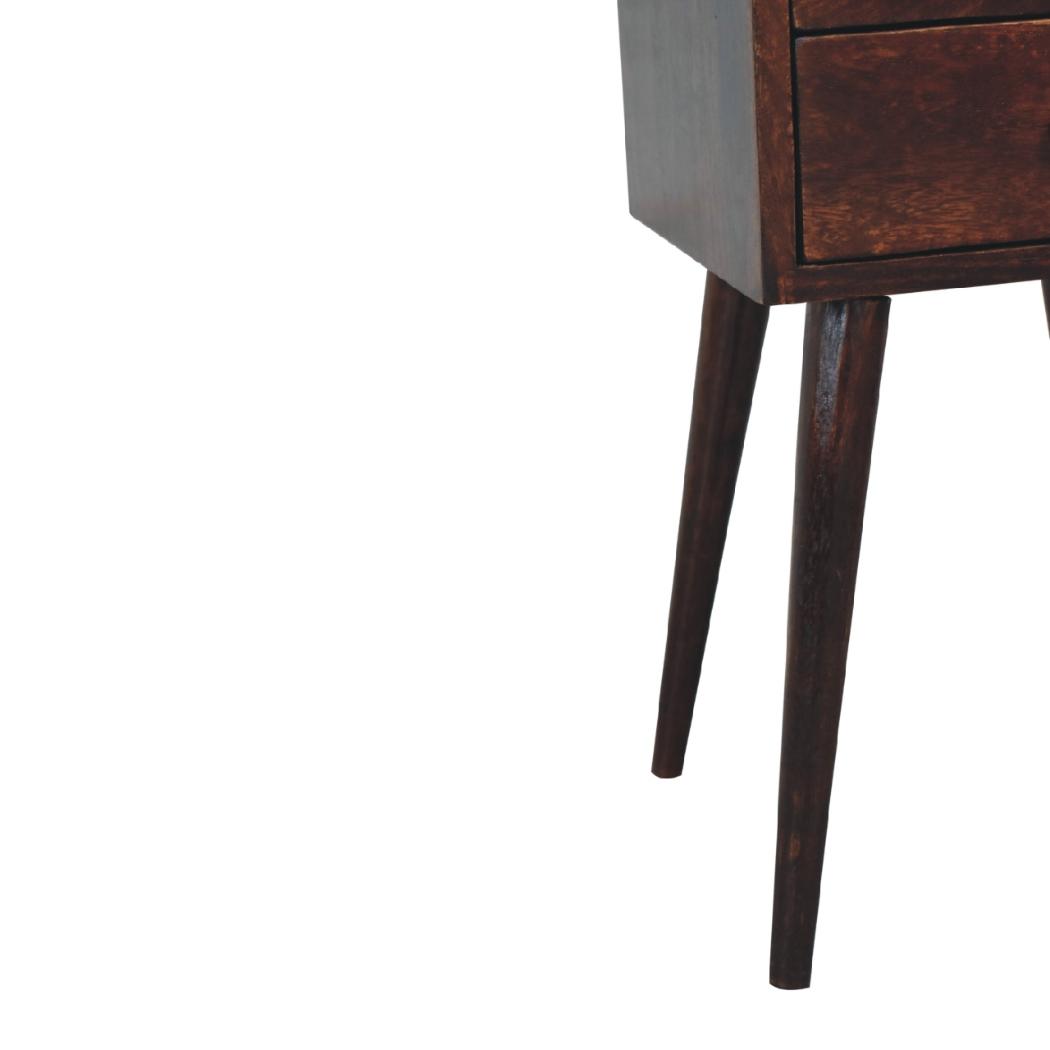 Mini 2-Drawer Bedside Table | Walnut Finish | Compact Storage