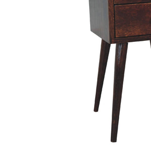 Mini 2-Drawer Bedside Table | Walnut Finish | Compact Storage