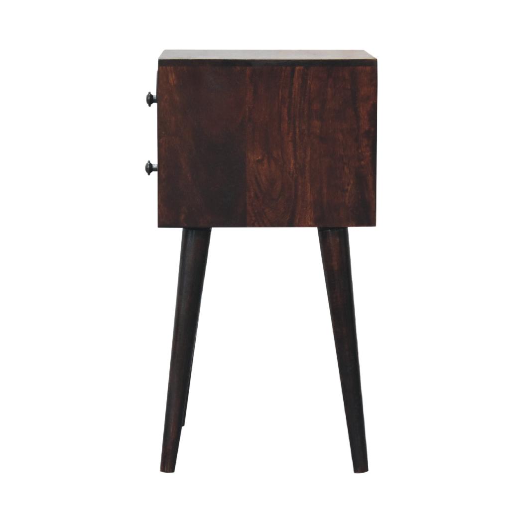 Mini 2-Drawer Bedside Table | Walnut Finish | Compact Storage