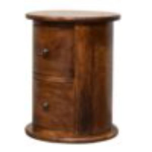 Mini 2 Drawer Drum Chest | Chestnut Finish | Rounded Bedroom Storage