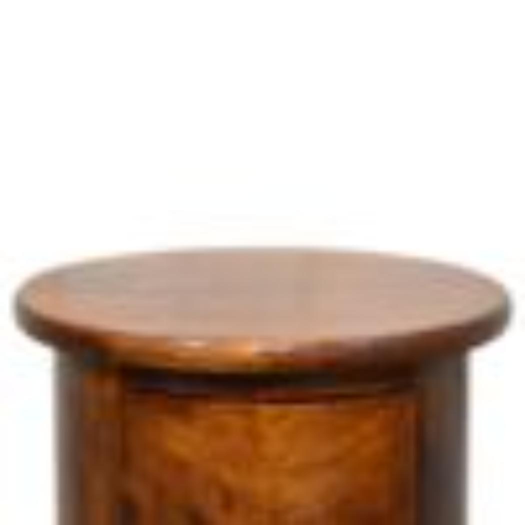 Mini 2 Drawer Drum Chest | Chestnut Finish | Rounded Bedroom Storage