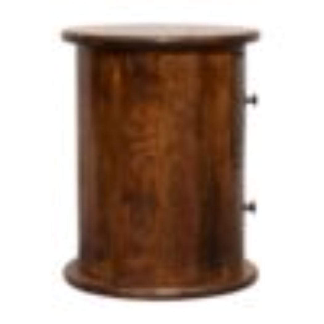 Mini 2 Drawer Drum Chest | Chestnut Finish | Rounded Bedroom Storage