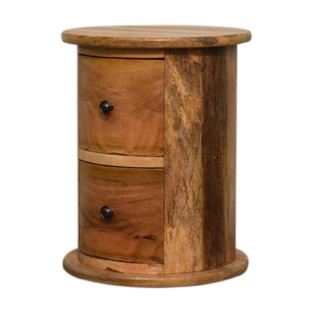 Mini 2 Drawer Drum Chest | Rounded Design | Compact Bedroom Storage