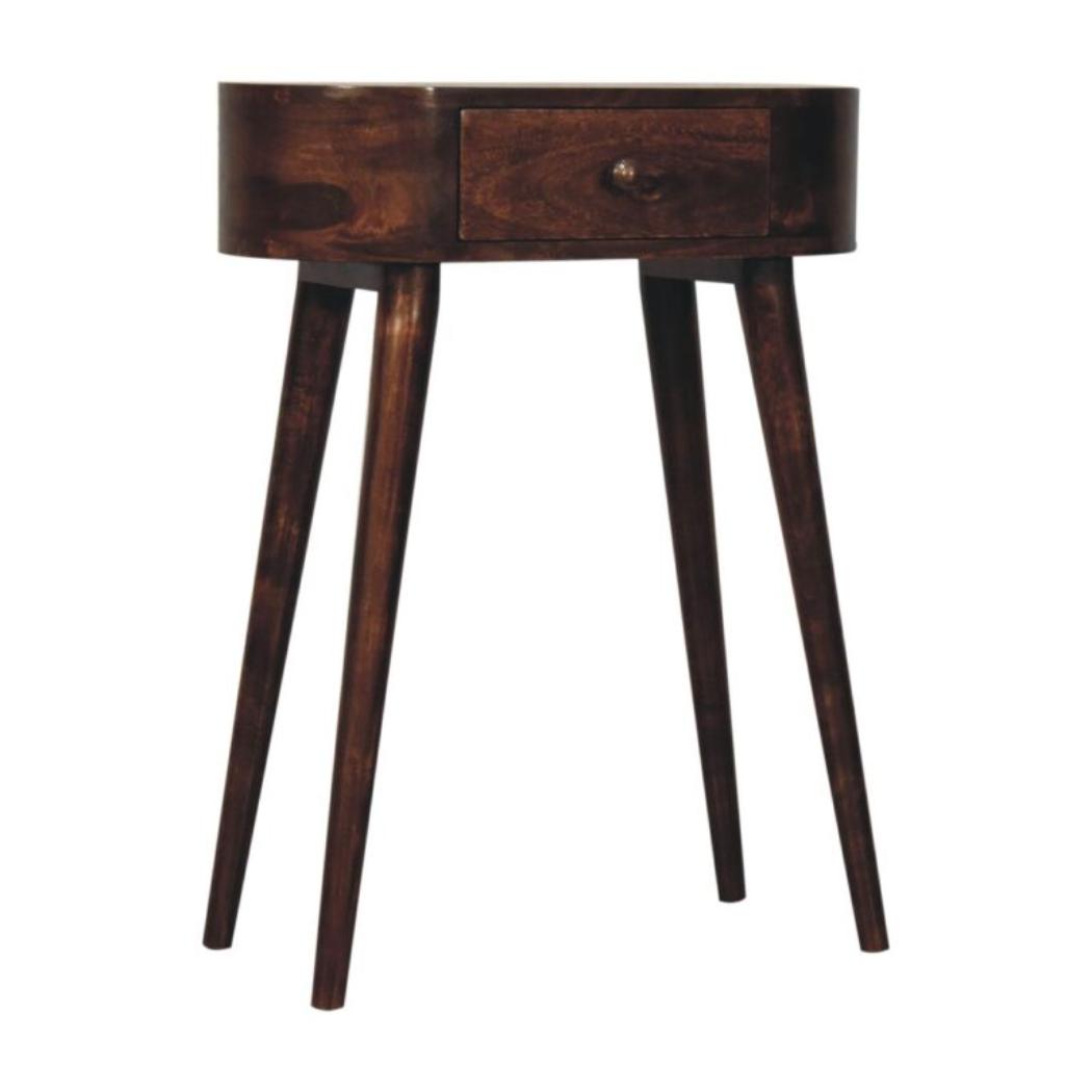 Mini Albion Bedside Table | Solid Mango Wood | California Walnut Finish | 1 Drawer Nightstand