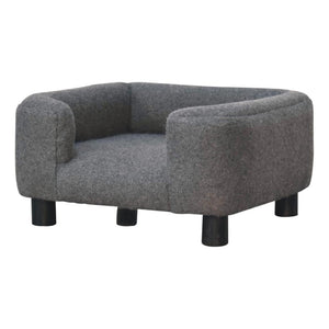 Mini Battleship Tweed Pet Sofa Bed | Upholstered Pet Lounger | Compact Dog & Cat Bed