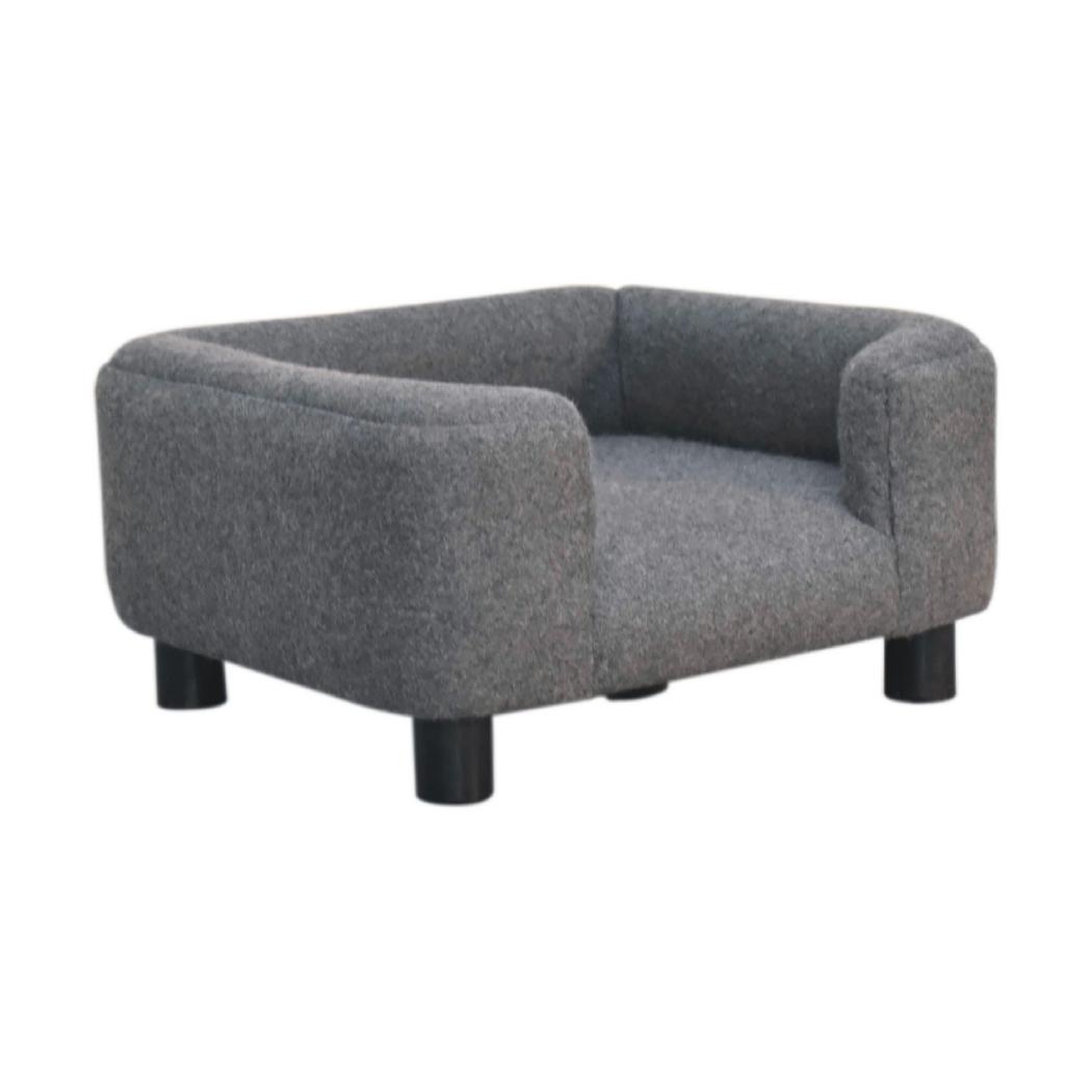 Mini Battleship Tweed Pet Sofa Bed | Upholstered Pet Lounger | Compact Dog & Cat Bed