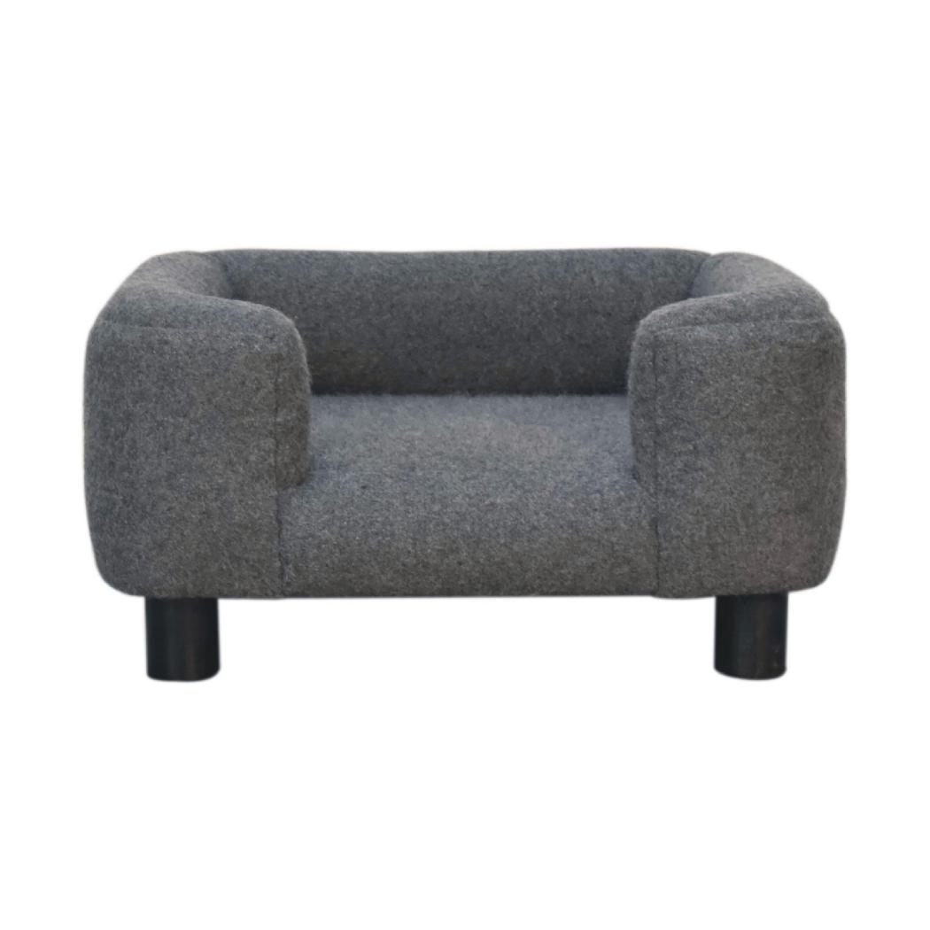 Mini Battleship Tweed Pet Sofa Bed | Upholstered Pet Lounger | Compact Dog & Cat Bed