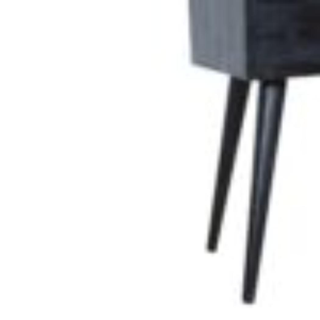 Mini Bedside Table | Solid Mango Wood | Ash Black Finish | Compact Bedroom Storage