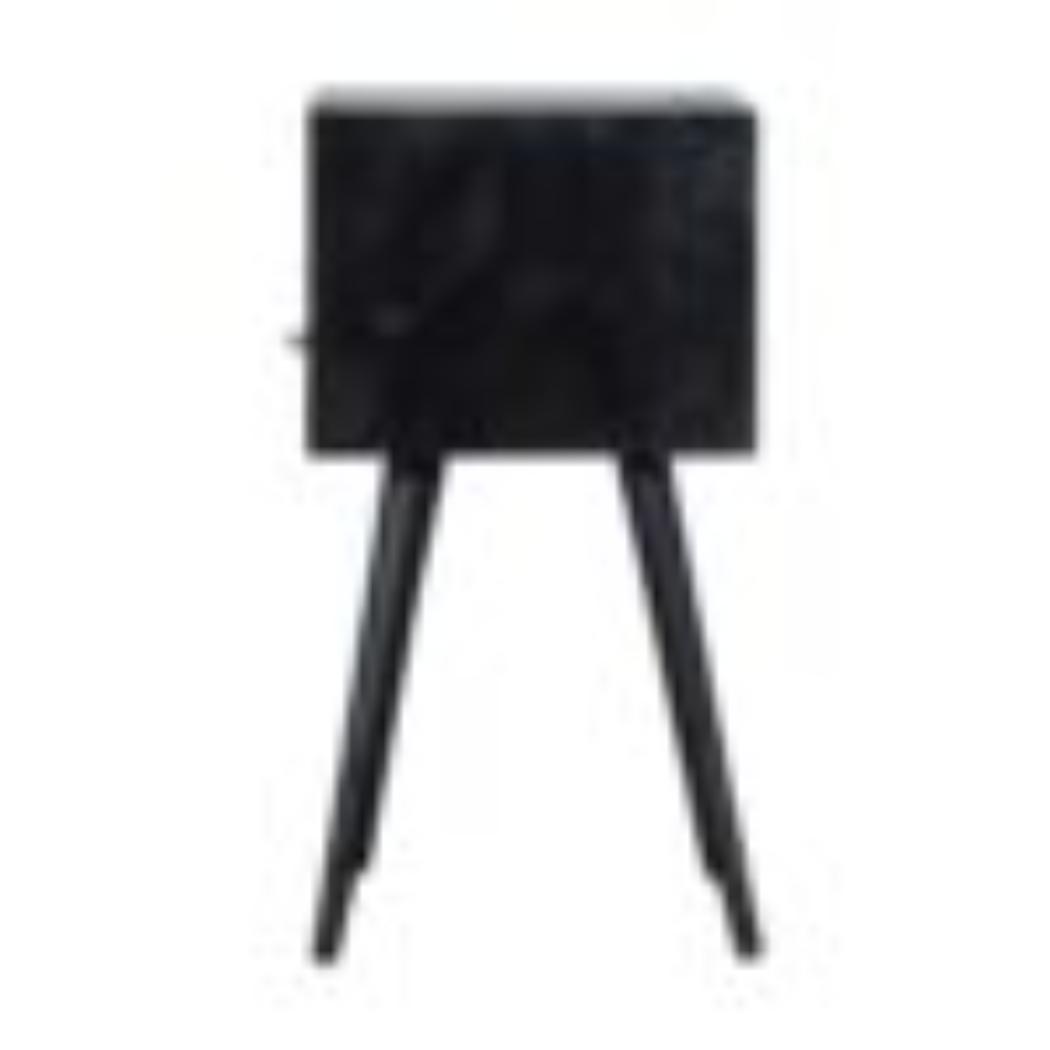 Mini Bedside Table | Solid Mango Wood | Ash Black Finish | Compact Bedroom Storage