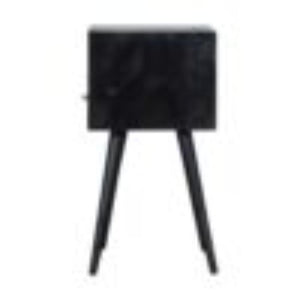 Mini Bedside Table | Solid Mango Wood | Ash Black Finish | Compact Bedroom Storage