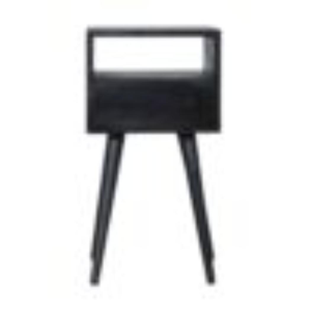 Mini Bedside Table | Solid Mango Wood | Ash Black Finish | Compact Bedroom Storage