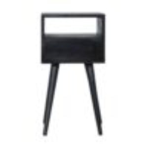 Mini Bedside Table | Solid Mango Wood | Ash Black Finish | Compact Bedroom Storage