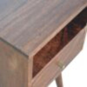 Mini Bedside Table | Solid Mango Wood | Cherry Finish | Compact Bedroom Storage