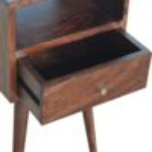 Mini Bedside Table | Solid Mango Wood | Cherry Finish | Compact Bedroom Storage