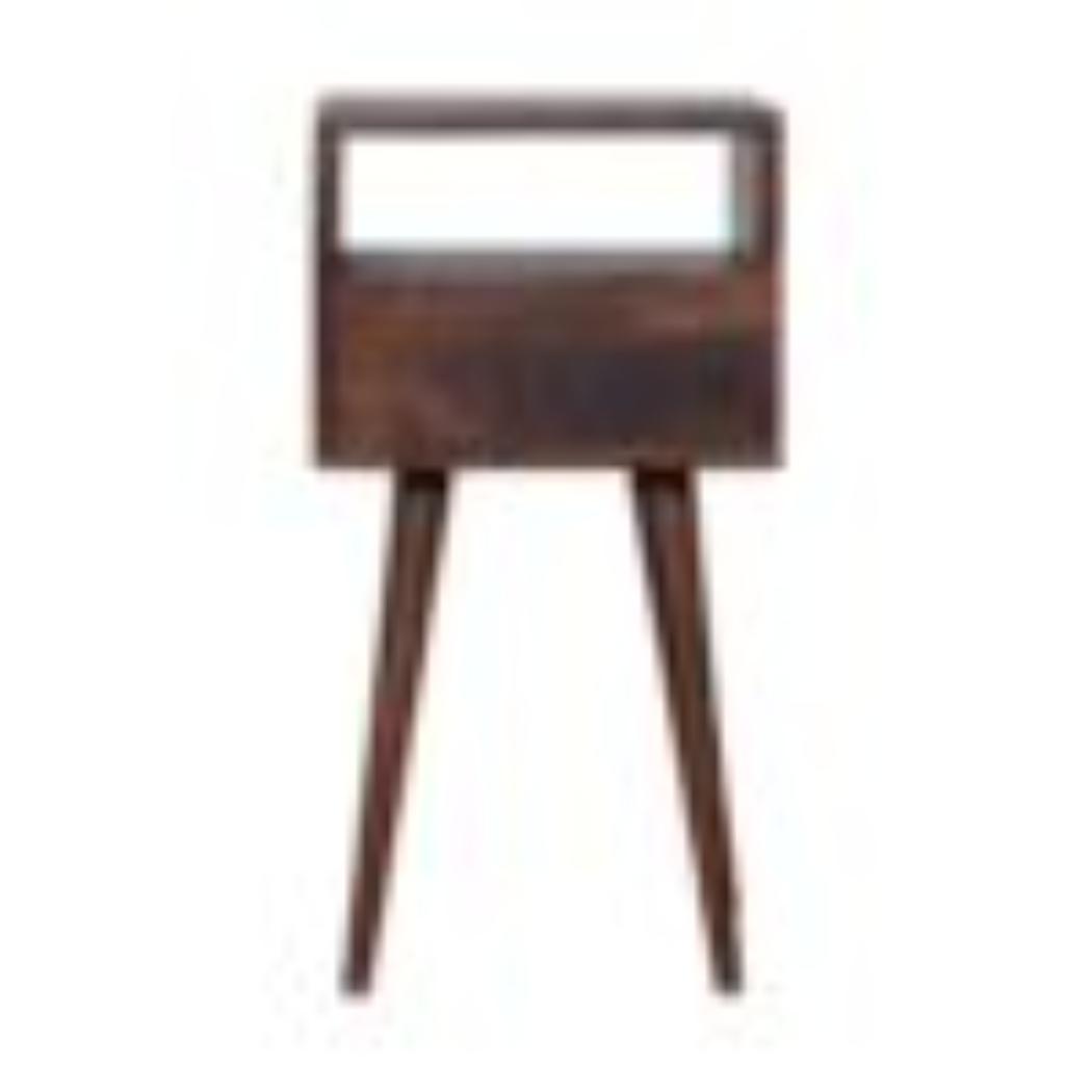Mini Bedside Table | Solid Mango Wood | Cherry Finish | Compact Bedroom Storage