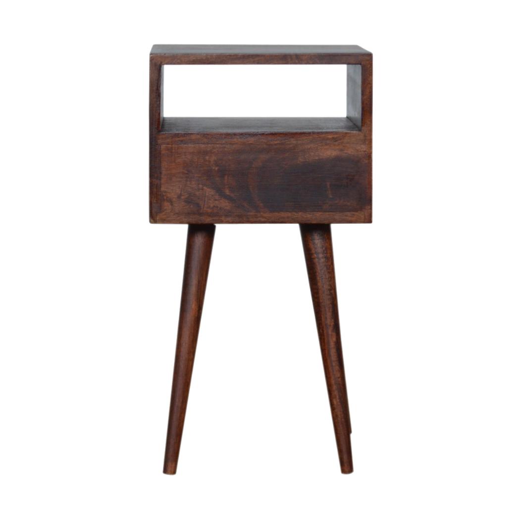 Mini Bedside Table | Solid Mango Wood | Cherry Finish | Compact Bedroom Storage