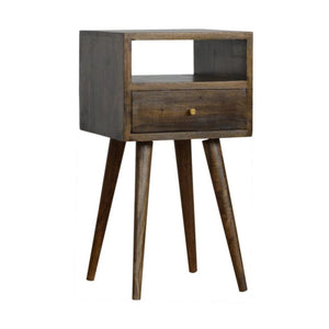 Mini Bedside Table | Solid Mango Wood | Grey Wash Finish | Compact Bedroom Storage