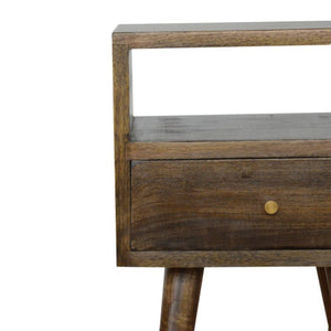 Mini Bedside Table | Solid Mango Wood | Grey Wash Finish | Compact Bedroom Storage