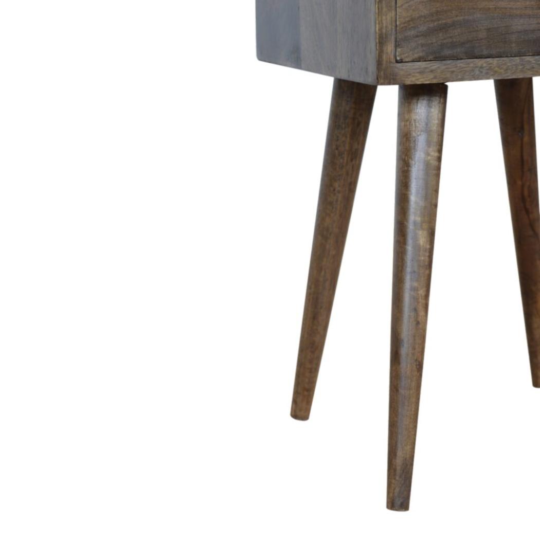 Mini Bedside Table | Solid Mango Wood | Grey Wash Finish | Compact Bedroom Storage