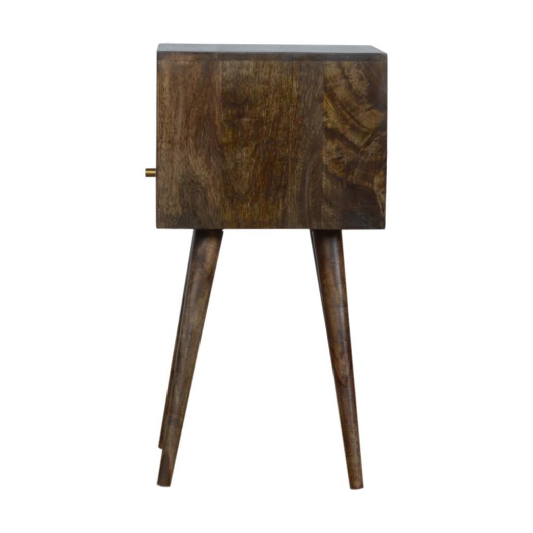 Mini Bedside Table | Solid Mango Wood | Grey Wash Finish | Compact Bedroom Storage