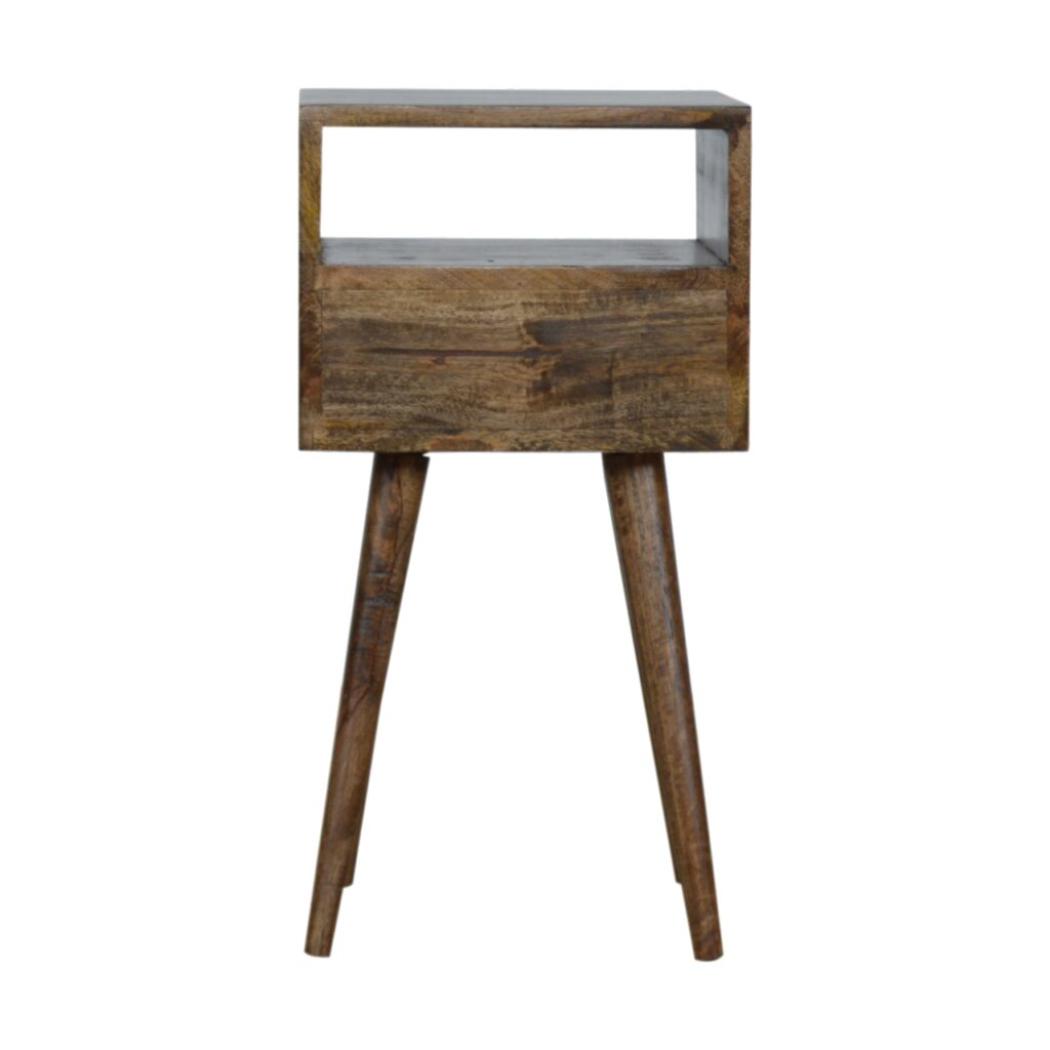 Mini Bedside Table | Solid Mango Wood | Grey Wash Finish | Compact Bedroom Storage