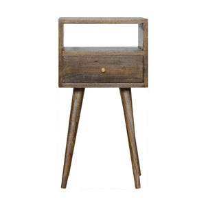 Mini Bedside Table | Solid Mango Wood | Grey Wash Finish | Compact Bedroom Storage