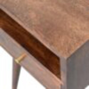 Mini Bedside Table | Solid Mango Wood | Walnut Finish | Compact Bedroom Storage