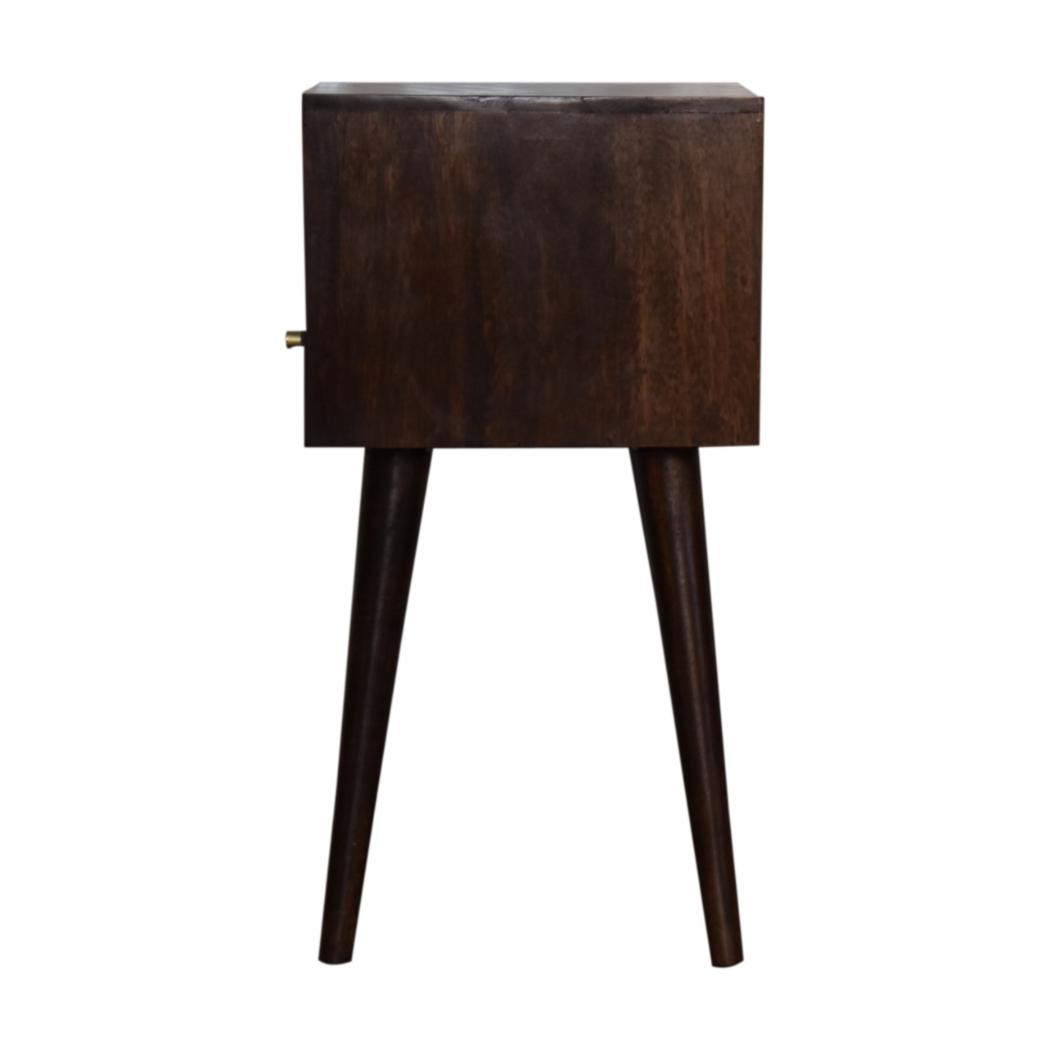 Mini Bedside Table | Solid Mango Wood | Walnut Finish | Compact Bedroom Storage