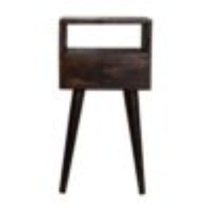 Mini Bedside Table | Solid Mango Wood | Walnut Finish | Compact Bedroom Storage