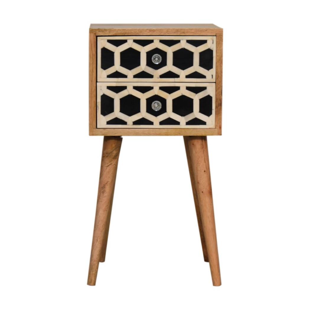 Mini Bone Inlay 2-Drawer Bedside | 2 Drawers | Handcrafted Storage