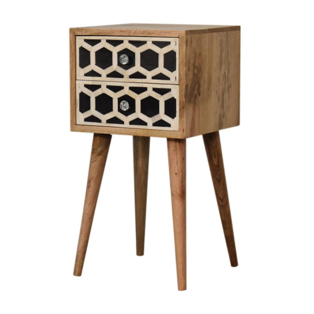Mini Bone Inlay 2-Drawer Bedside | 2 Drawers | Handcrafted Storage