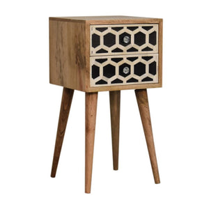 Mini Bone Inlay 2-Drawer Bedside | 2 Drawers | Handcrafted Storage