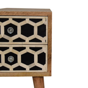 Mini Bone Inlay 2-Drawer Bedside | 2 Drawers | Handcrafted Storage