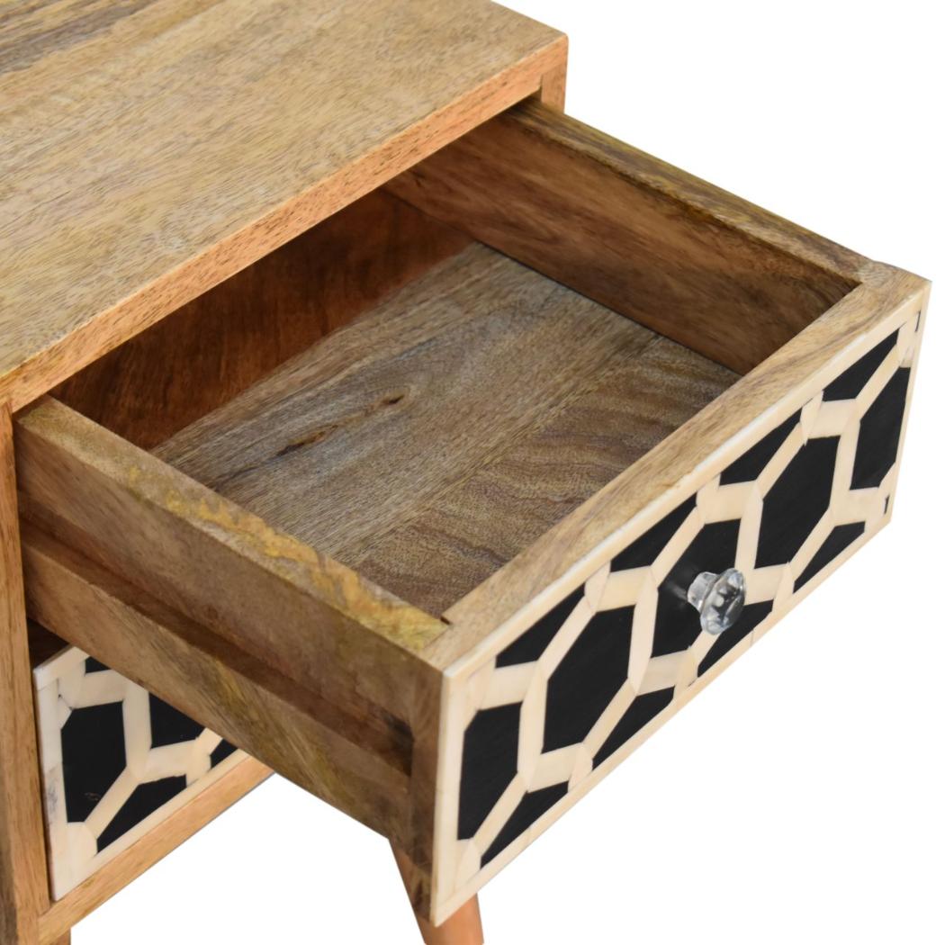 Mini Bone Inlay 2-Drawer Bedside | 2 Drawers | Handcrafted Storage